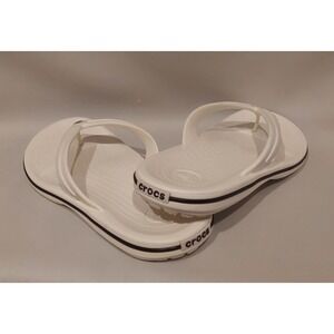 CROCS Womens Mens White Crocband Flip Flop Sandals Size W/10 M/8